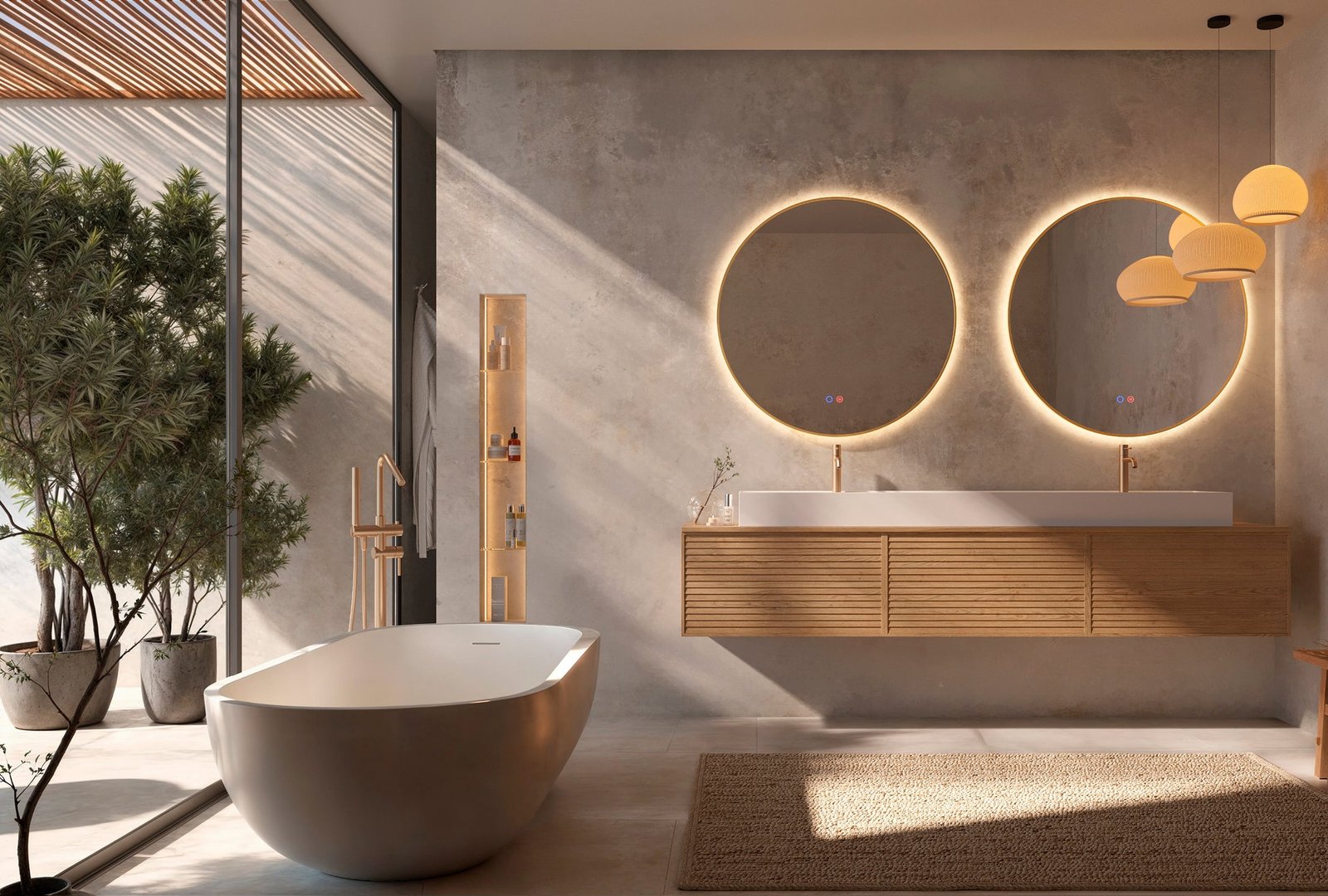 Luxe badkamer met vrijstaand bad